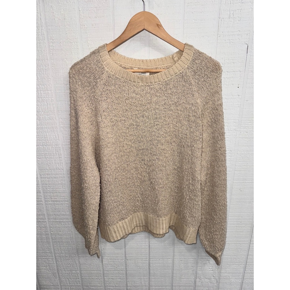 Umgee Sweater Women Cream Popcorn Knit Raglan Long Sleeve Pullover NWT M